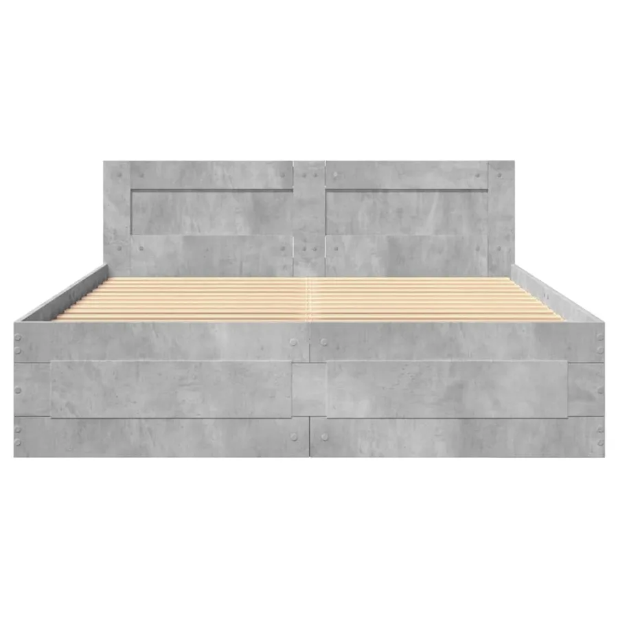 Cadre de lit et tête de lit sans matelas gris béton 140x200 cm - 5