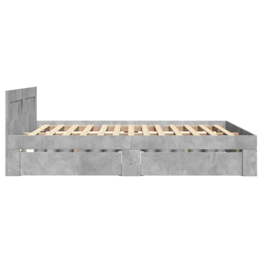 Cadre de lit et tête de lit sans matelas gris béton 140x200 cm - 6