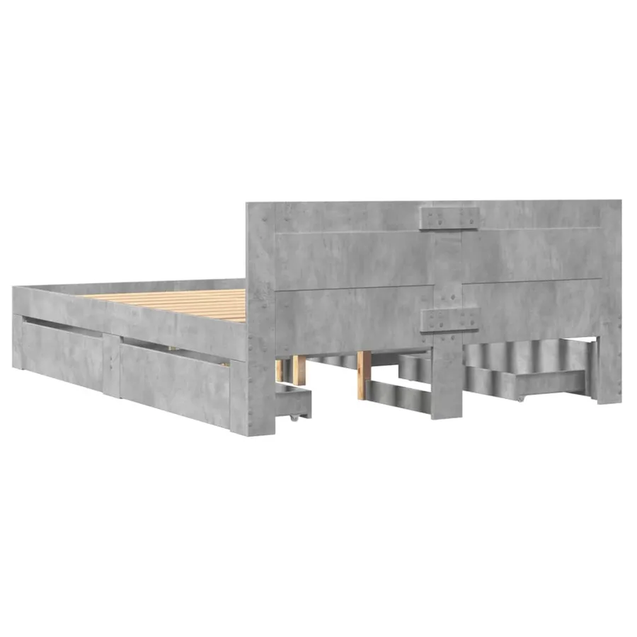 Cadre de lit et tête de lit sans matelas gris béton 140x200 cm - 7