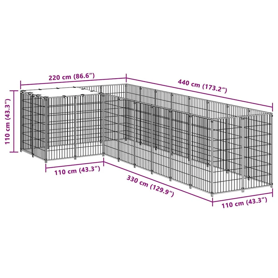 Chenil Noir 6,05 m² Acier - 7