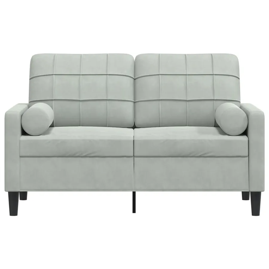 Canapé 2 places avec oreillers gris clair 120 cm velours - 3