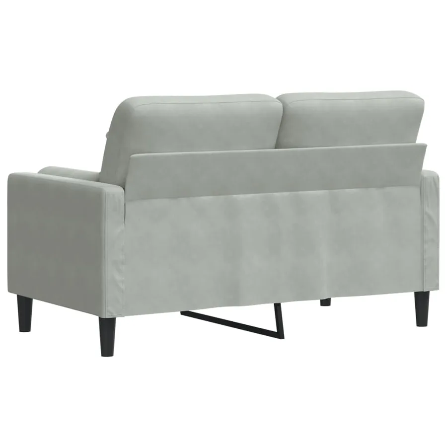 Canapé 2 places avec oreillers gris clair 120 cm velours - 5