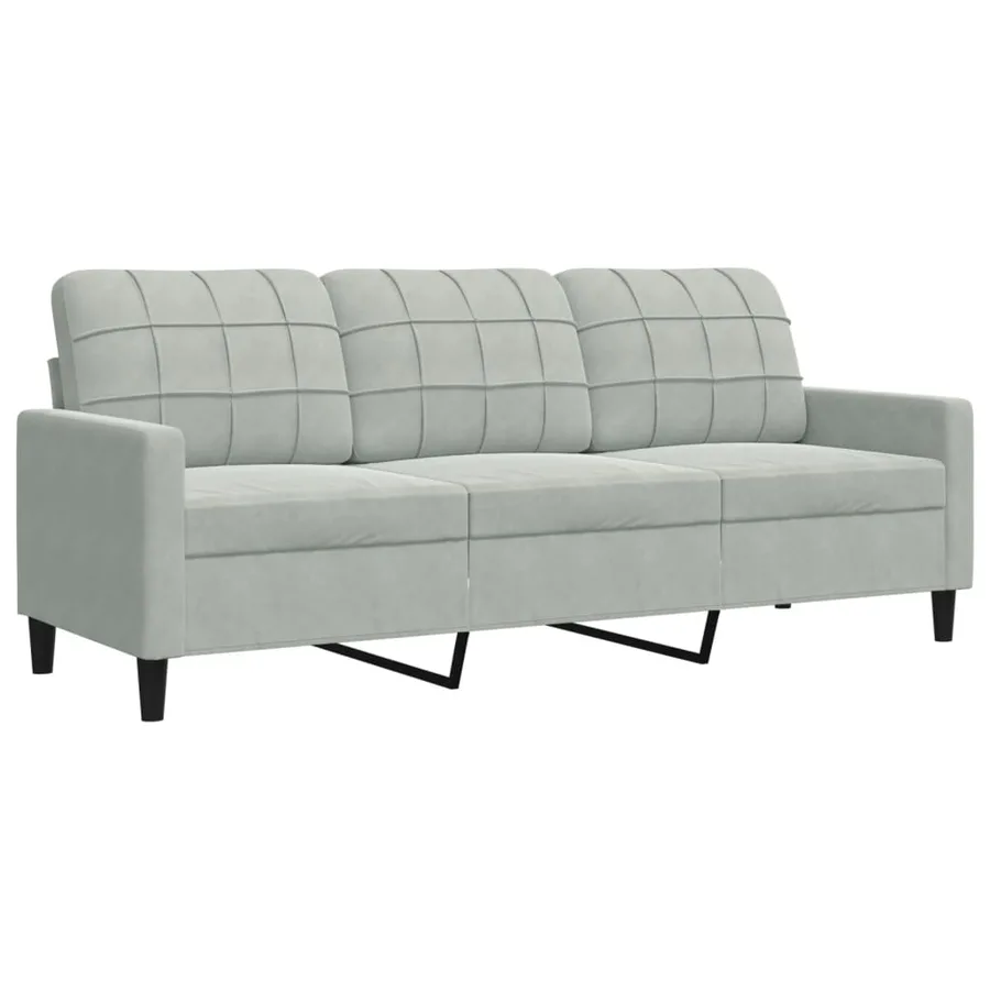 Ensemble de canapés 3 pcs avec coussins Gris clair Velours - 6