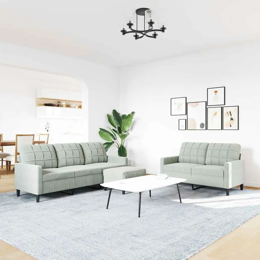 Ensemble de canapés 3 pcs avec coussins Gris clair Velours - 3