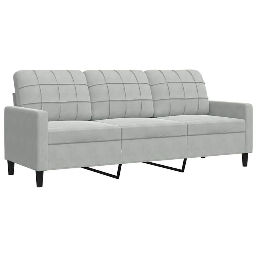 Ensemble de canapés 3 pcs avec coussins Gris clair Velours - 4
