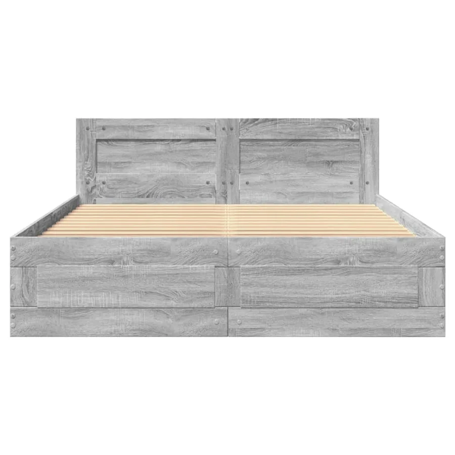 Cadre de lit et tête de lit sans matelas sonoma gris 140x200 cm - 5