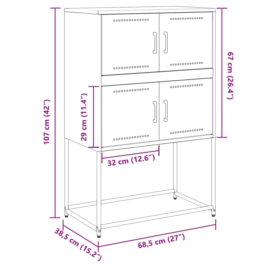Buffet anthracite 68,5x38,5x107 cm acier - 12