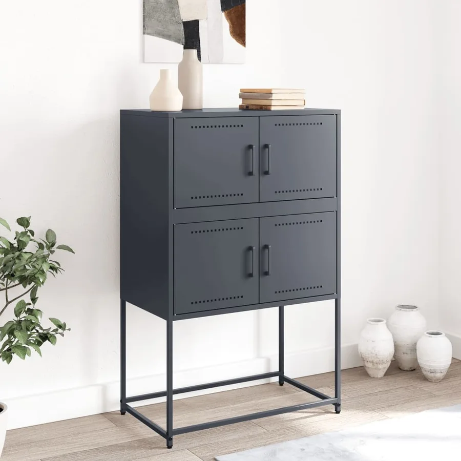 Buffet anthracite 68,5x38,5x107 cm acier - 3