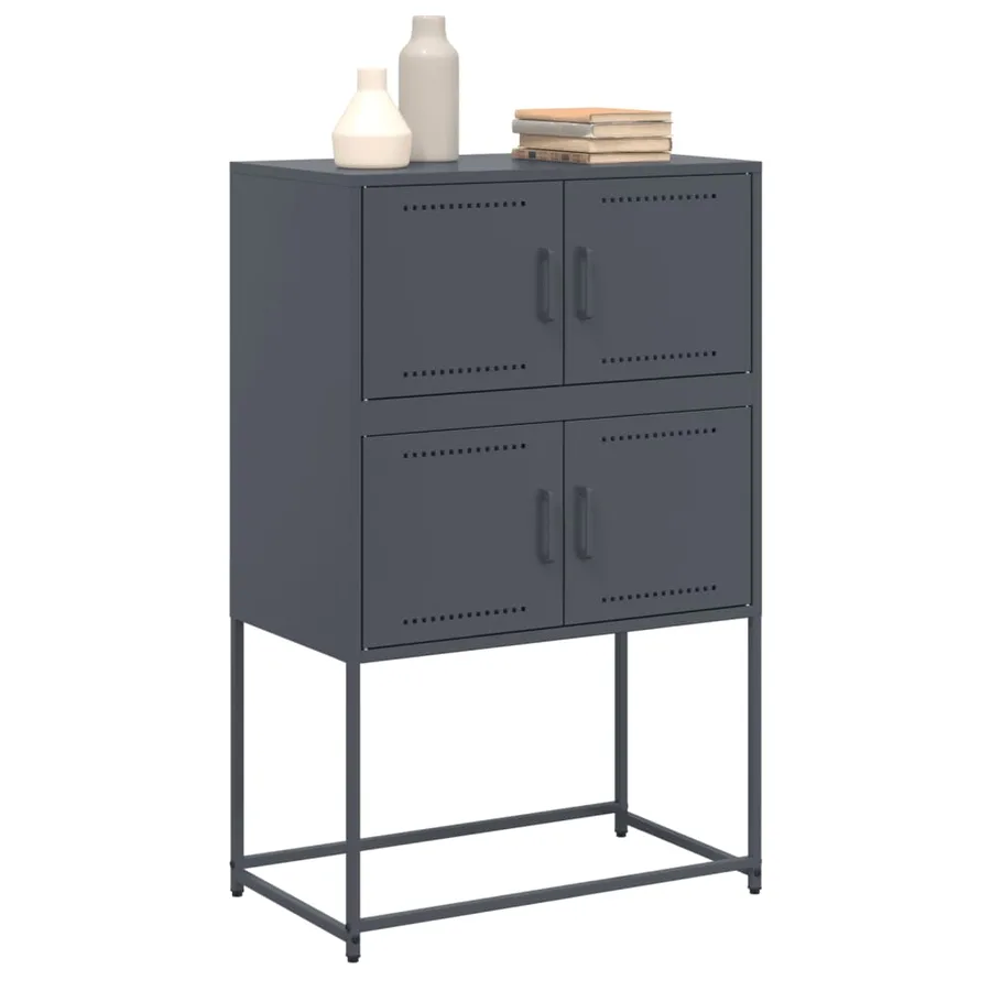 Buffet anthracite 68,5x38,5x107 cm acier - 4