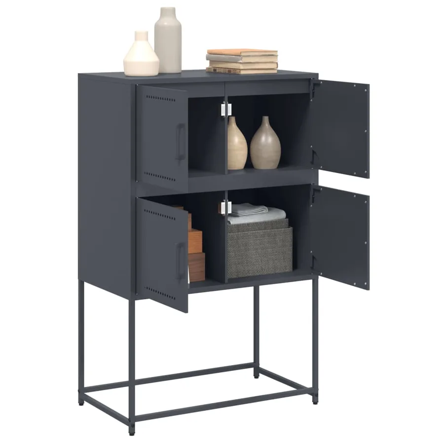 Buffet anthracite 68,5x38,5x107 cm acier - 5