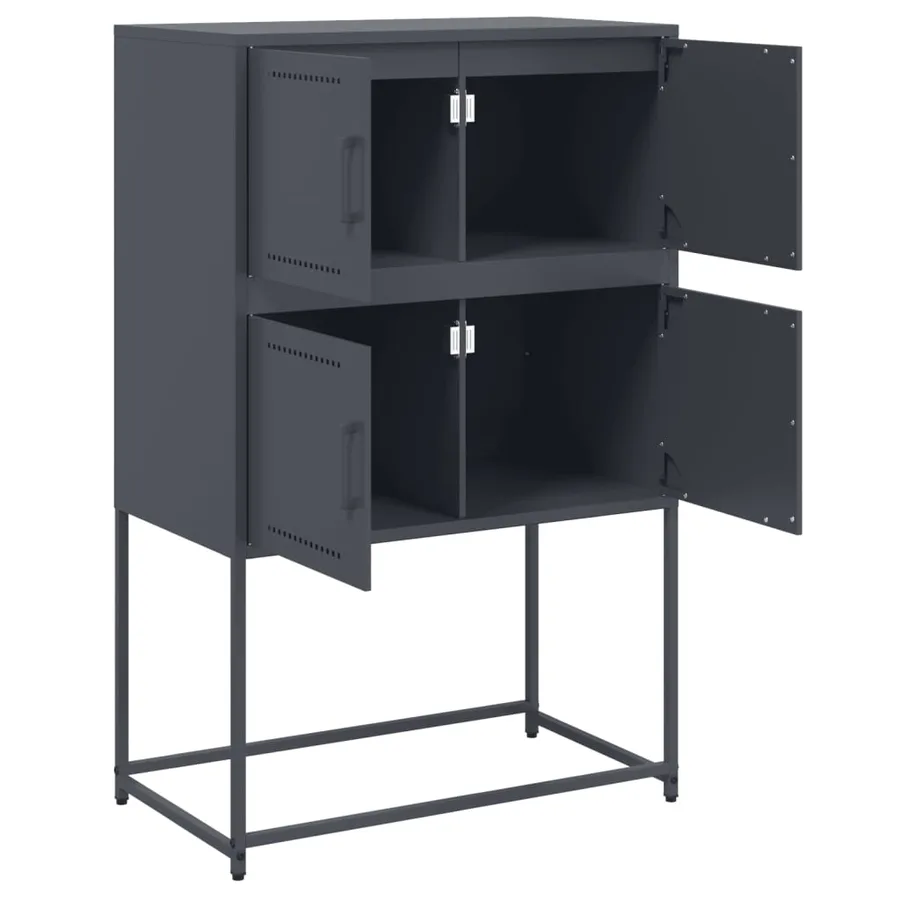 Buffet anthracite 68,5x38,5x107 cm acier - 9