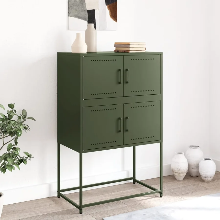 Buffet vert olive 68,5x38,5x107 cm acier - 3