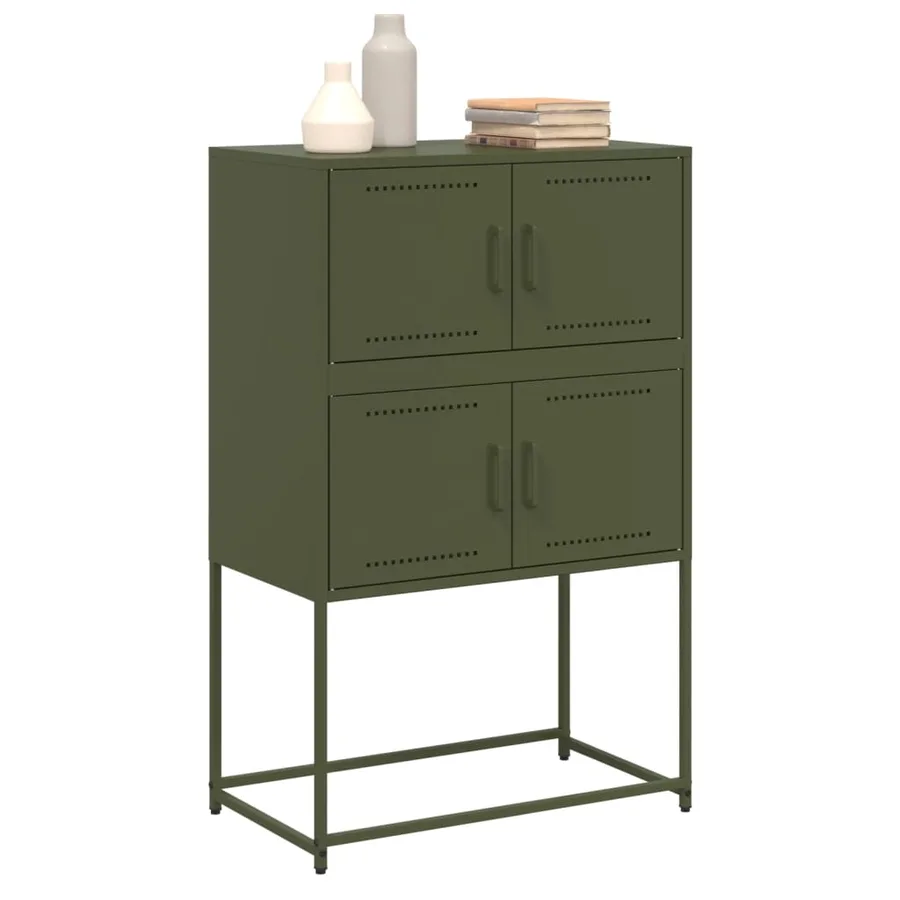 Buffet vert olive 68,5x38,5x107 cm acier - 4