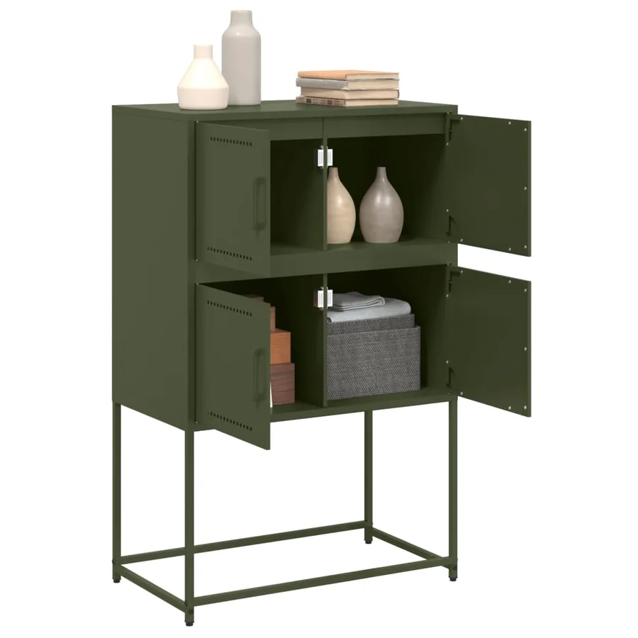 Buffet vert olive 68,5x38,5x107 cm acier - 5