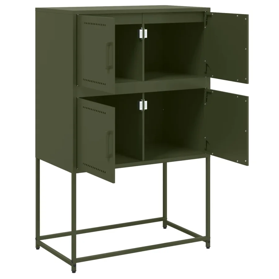 Buffet vert olive 68,5x38,5x107 cm acier - 9