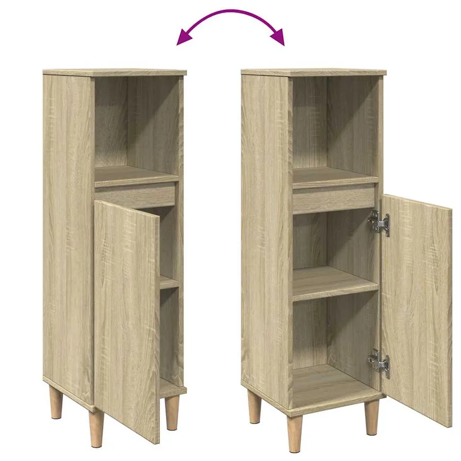 Armoire salle de bain chêne sonoma 30x30x100 cm - 7