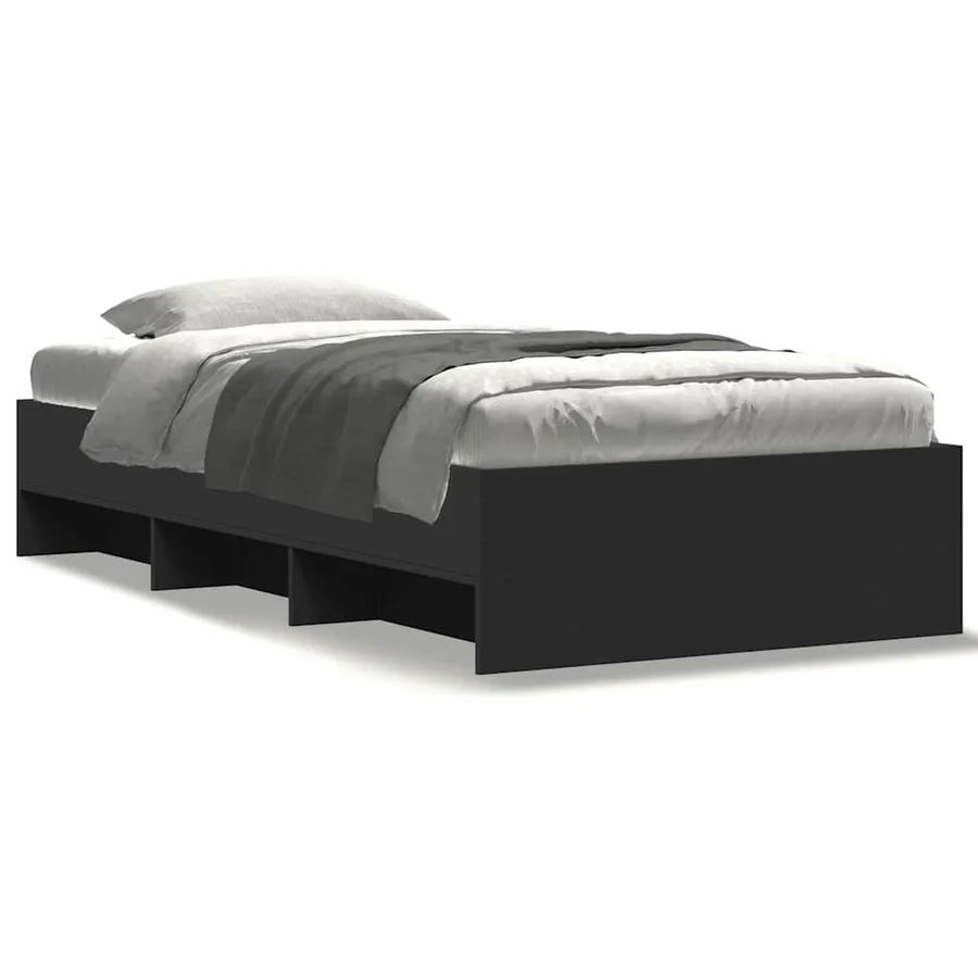 Cadre de lit sans matelas noir 90x200 cm bois d'ingénierie - 2