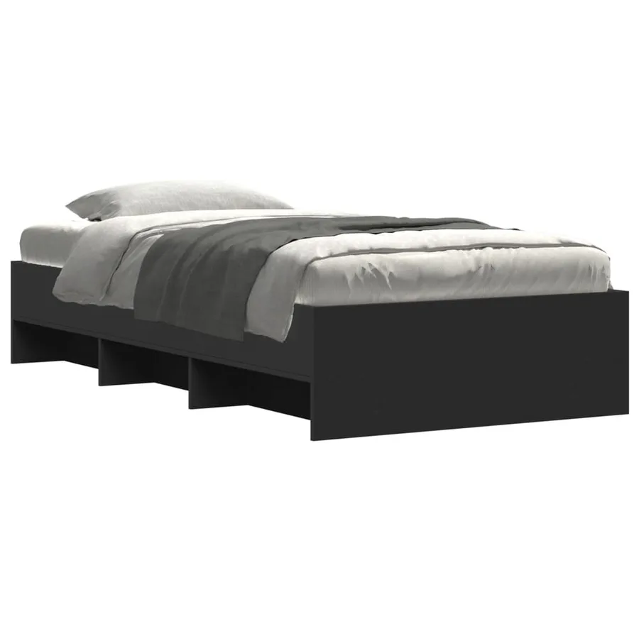 Cadre de lit sans matelas noir 90x200 cm bois d'ingénierie - 3