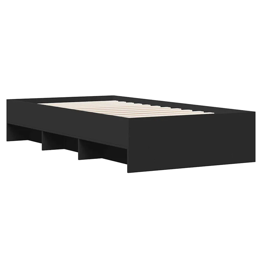 Cadre de lit sans matelas noir 90x200 cm bois d'ingénierie - 4