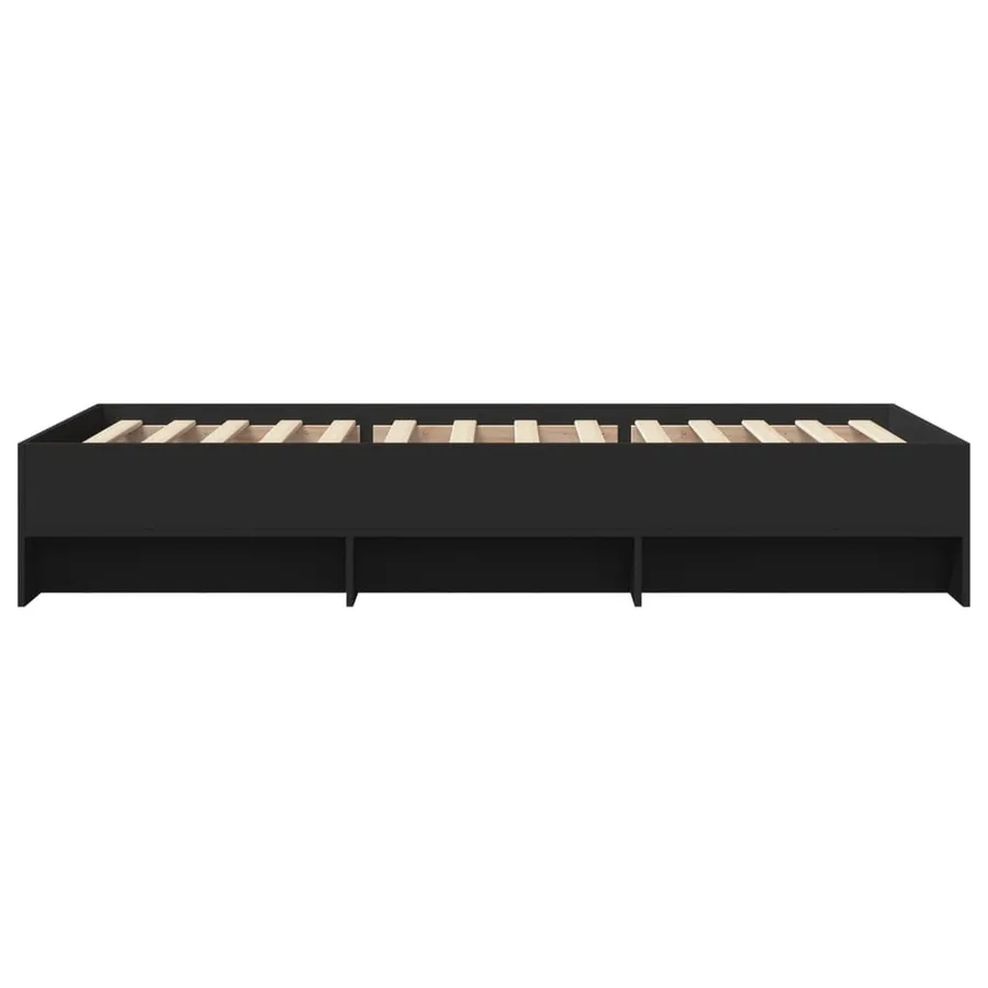 Cadre de lit sans matelas noir 90x200 cm bois d'ingénierie - 6