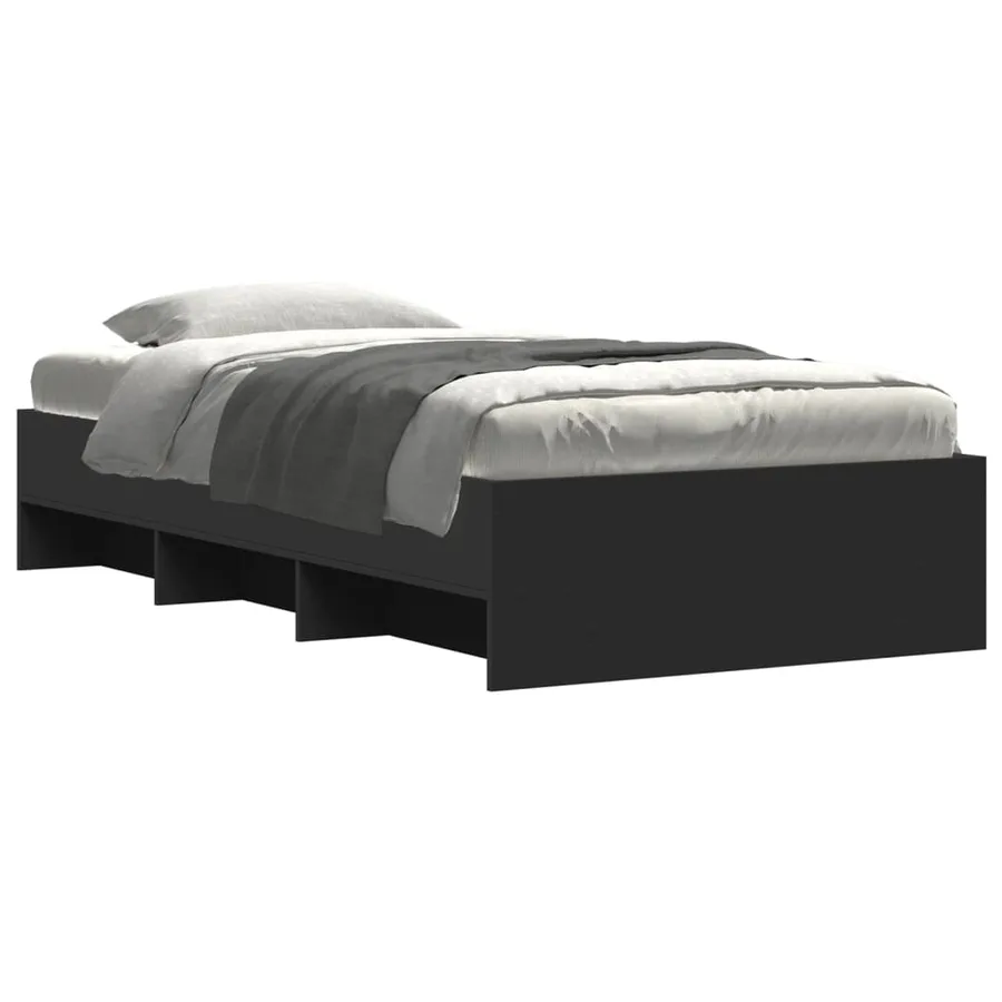 Cadre de lit sans matelas noir 100x200 cm bois d'ingénierie - 3