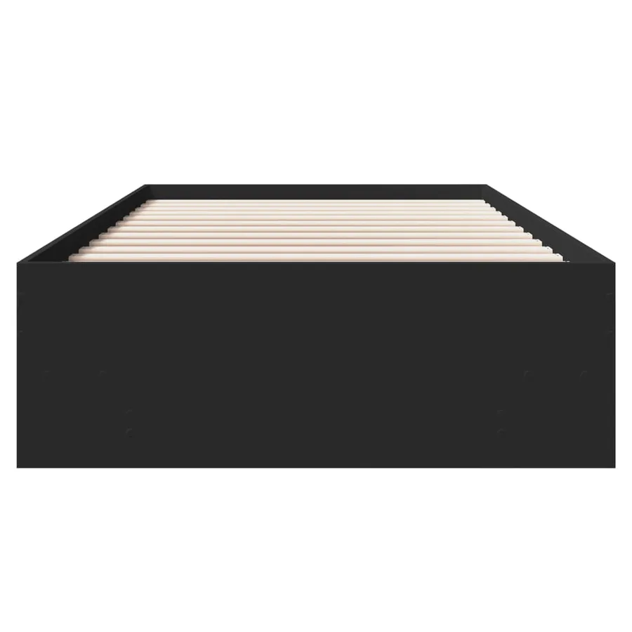 Cadre de lit sans matelas noir 100x200 cm bois d'ingénierie - 5
