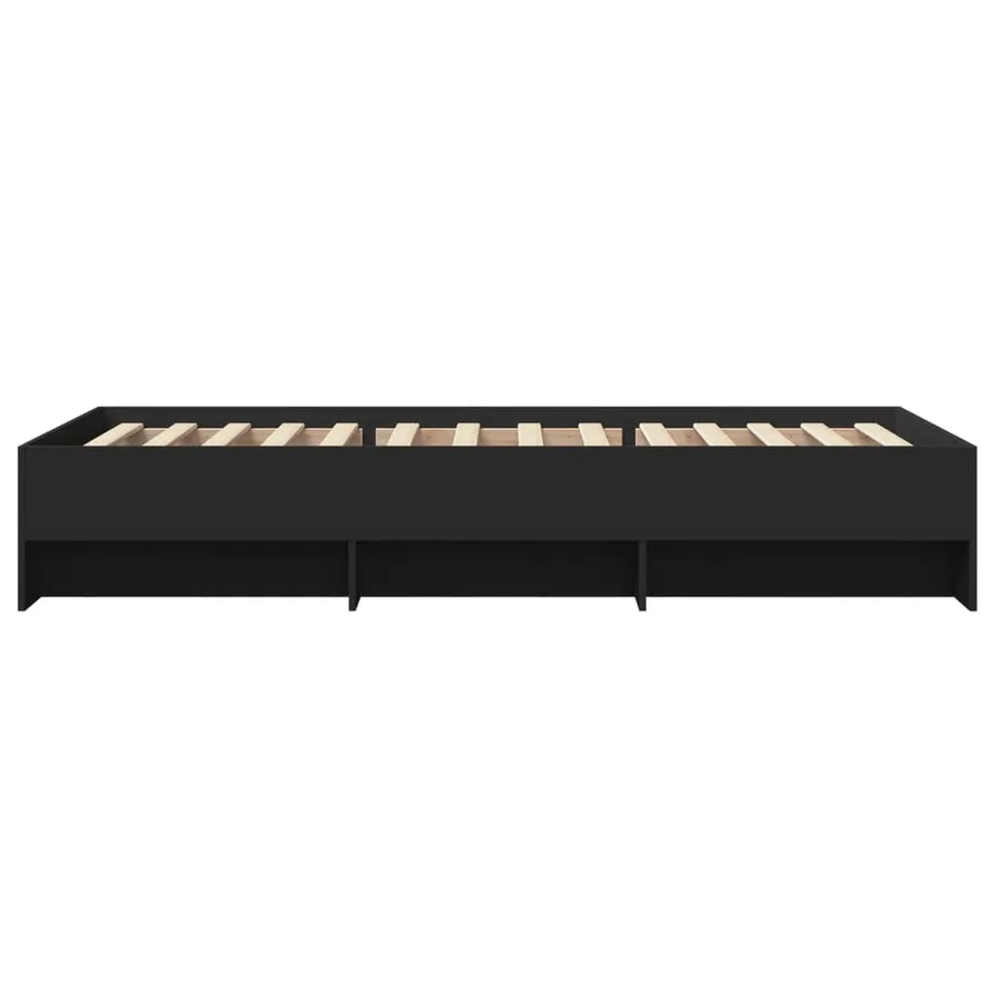 Cadre de lit sans matelas noir 100x200 cm bois d'ingénierie - 6