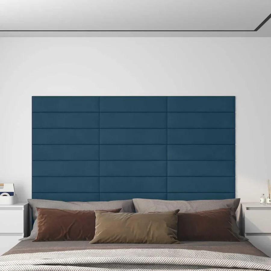 Tête de lit murale 12 pcs Bleu Velours