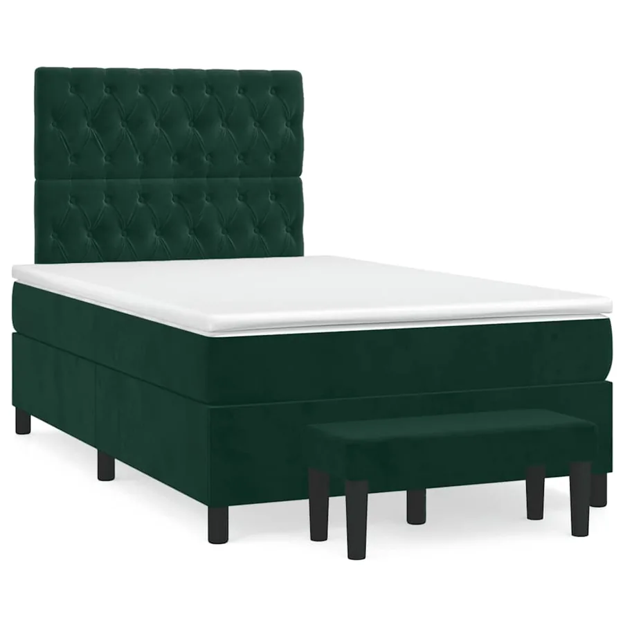Sommier à lattes de lit avec matelas vert foncé 120x190 cm