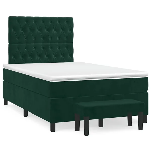 Sommier à lattes de lit avec matelas vert foncé 120x190 cm