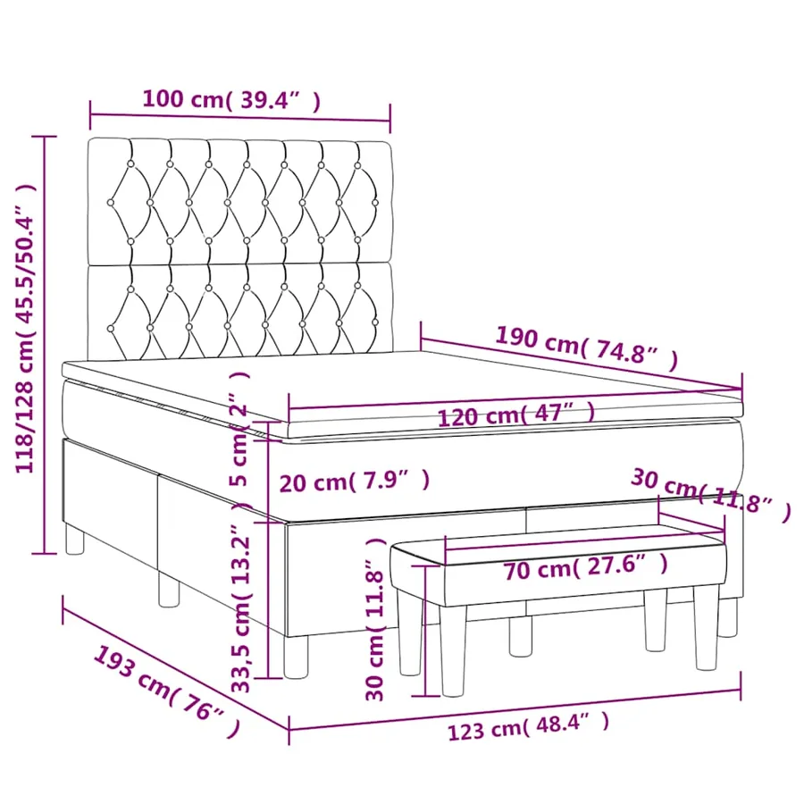 Sommier à lattes de lit avec matelas vert foncé 120x190 cm - 10