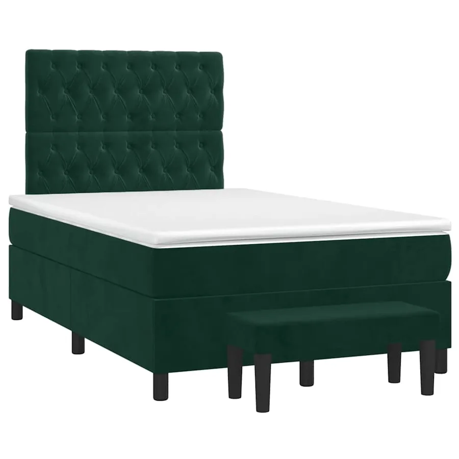Sommier à lattes de lit avec matelas vert foncé 120x190 cm - 2