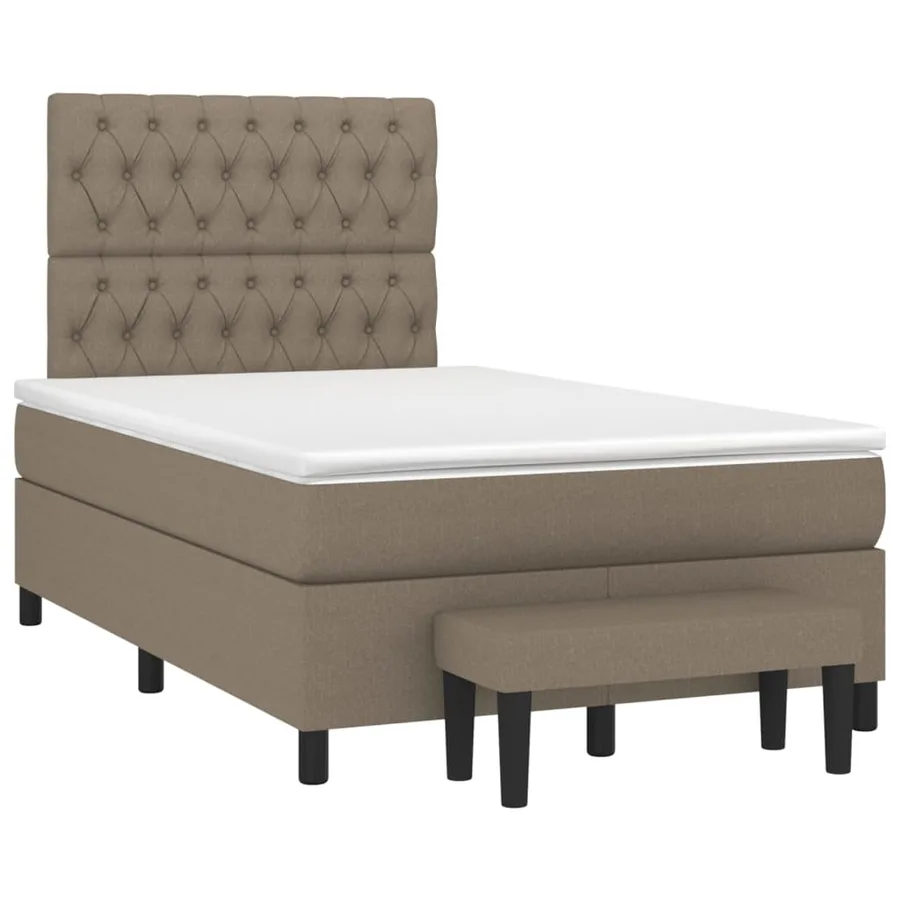 Sommier à lattes de lit avec matelas taupe 120x190 cm tissu - 2