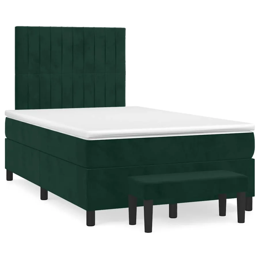 Sommier à lattes de lit avec matelas vert foncé 120x190 cm