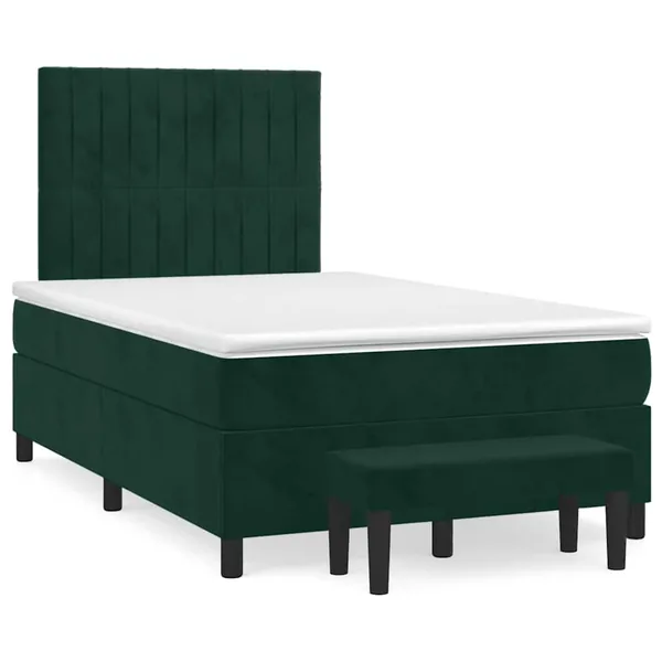 Sommier à lattes de lit avec matelas vert foncé 120x190 cm