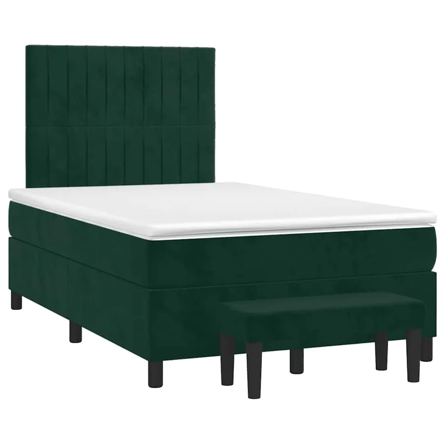 Sommier à lattes de lit avec matelas vert foncé 120x190 cm - 2