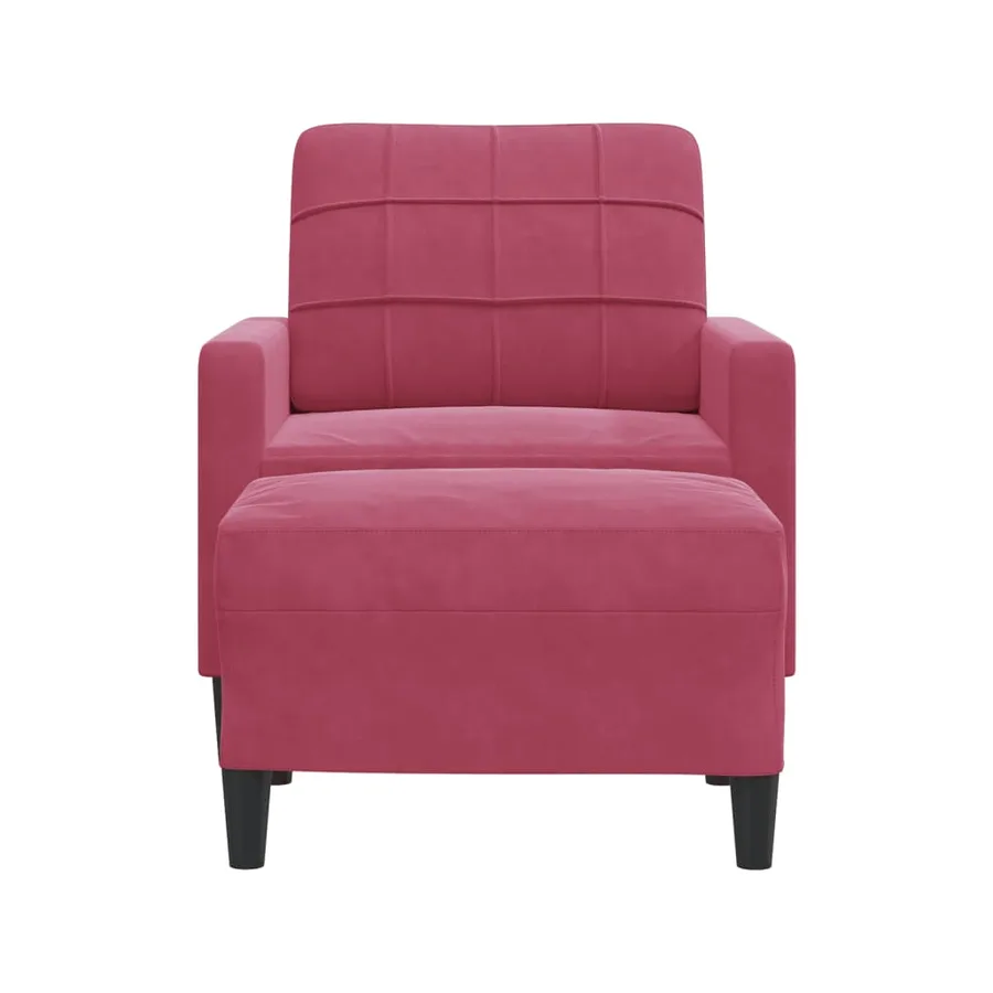 Fauteuil avec repose-pied Rouge bordeaux 60 cm Velours - 3