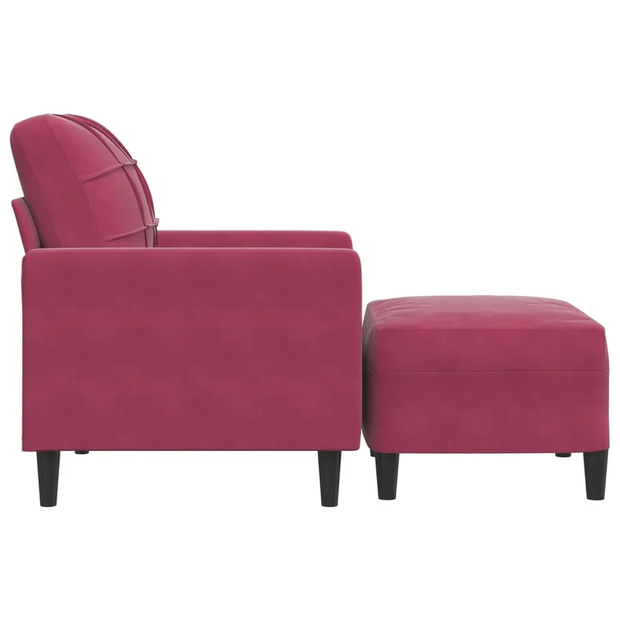 Fauteuil avec repose-pied Rouge bordeaux 60 cm Velours - 4