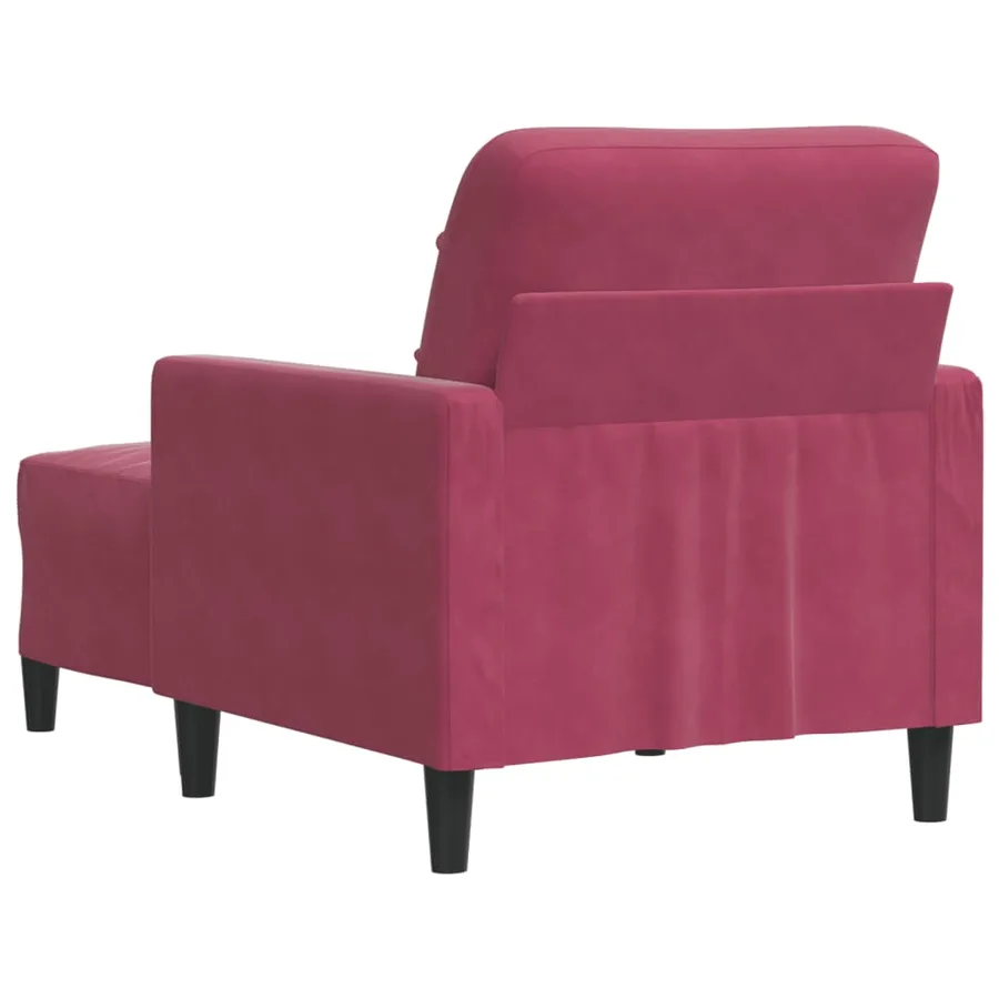 Fauteuil avec repose-pied Rouge bordeaux 60 cm Velours - 5