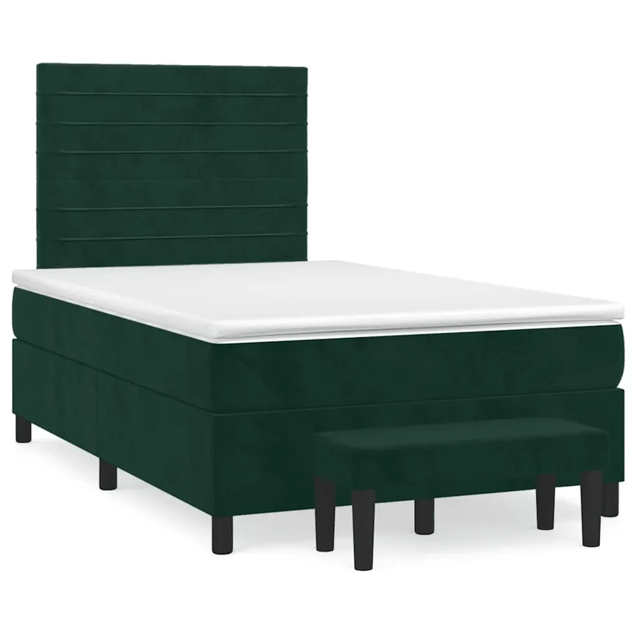 Sommier à lattes de lit avec matelas vert foncé 120x190 cm