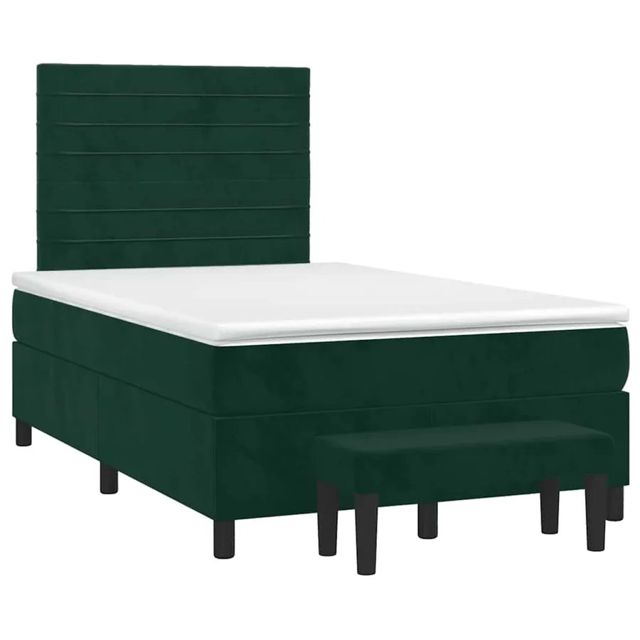 Sommier à lattes de lit avec matelas vert foncé 120x190 cm - 2