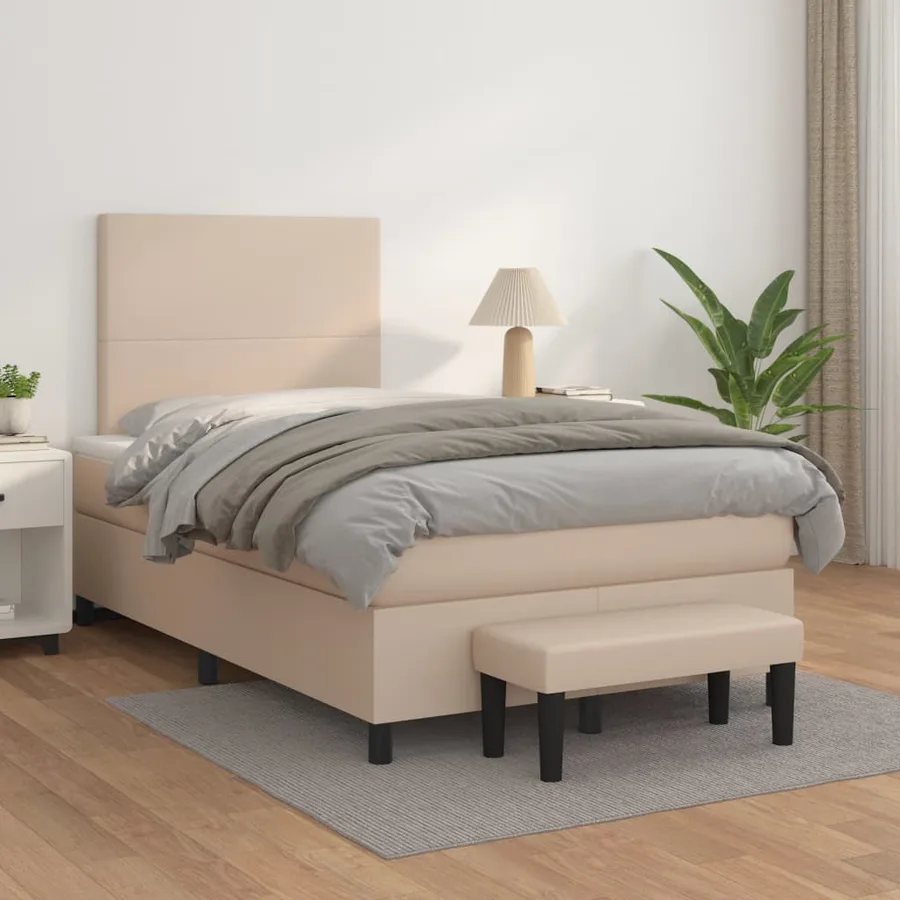 Sommier à lattes de lit matelas cappuccino 120x190cm similicuir - 3