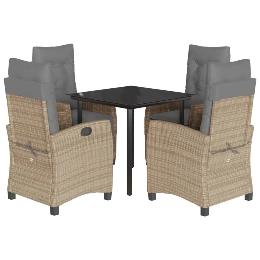 Ensemble à manger de jardin coussins 5 pcs mélange beige rotin - 2