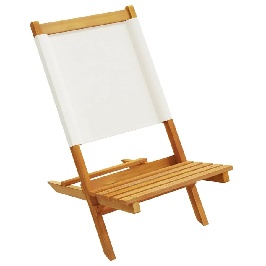Chaises de jardin lot de 2 blanc crème bois acacia massif tissu - 4