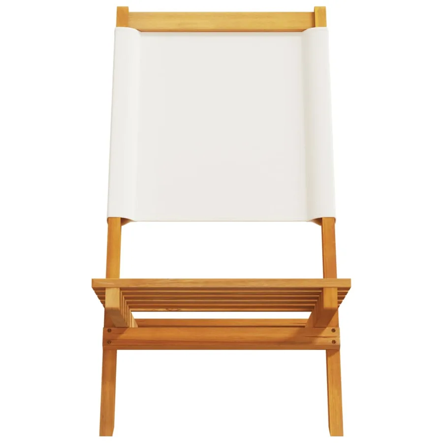 Chaises de jardin lot de 2 blanc crème bois acacia massif tissu - 5