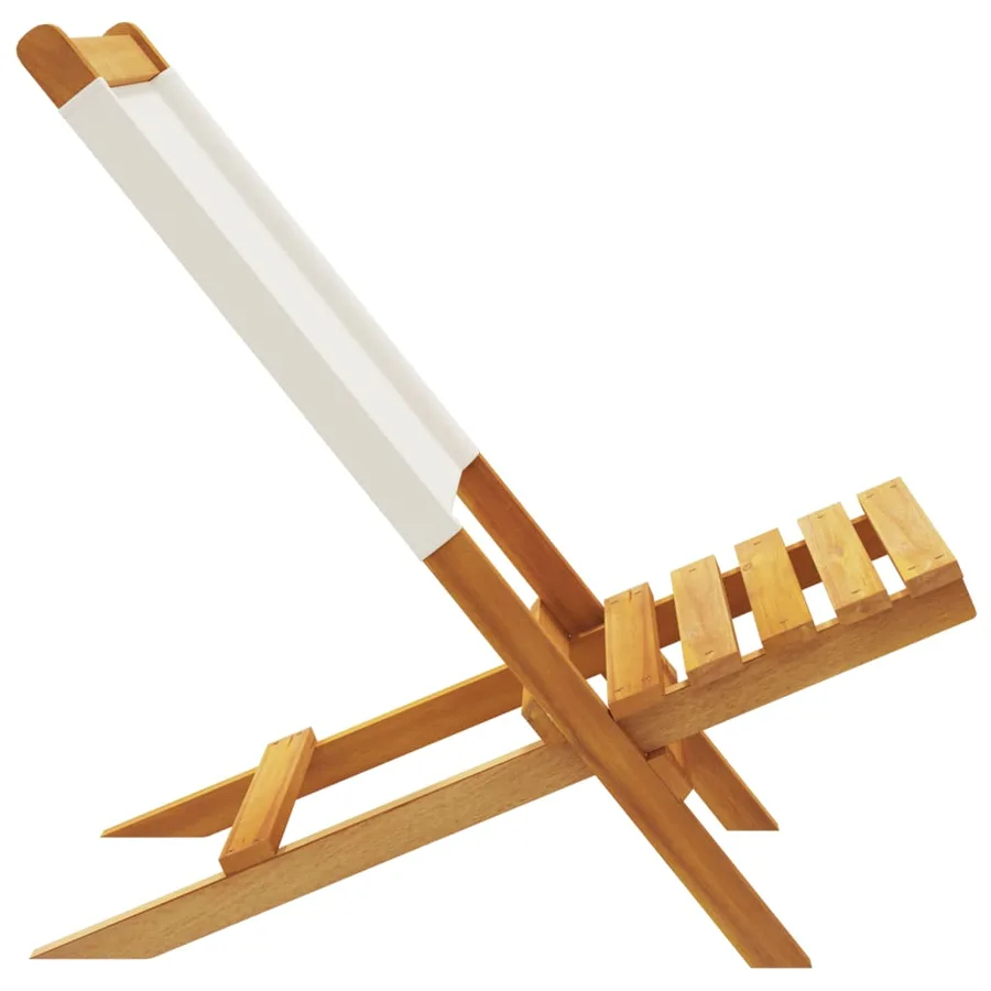 Chaises de jardin lot de 2 blanc crème bois acacia massif tissu - 6