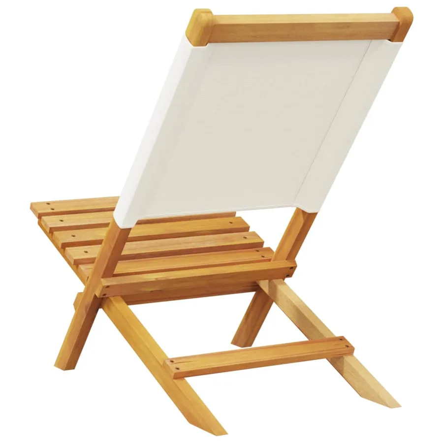 Chaises de jardin pliantes lot de 4 tissu et bois massif - 7