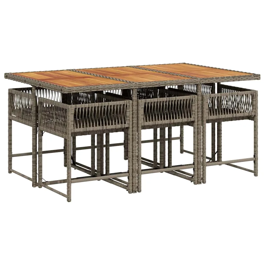 Ensemble à manger de jardin et coussins 7 pcs gris rotin - 3
