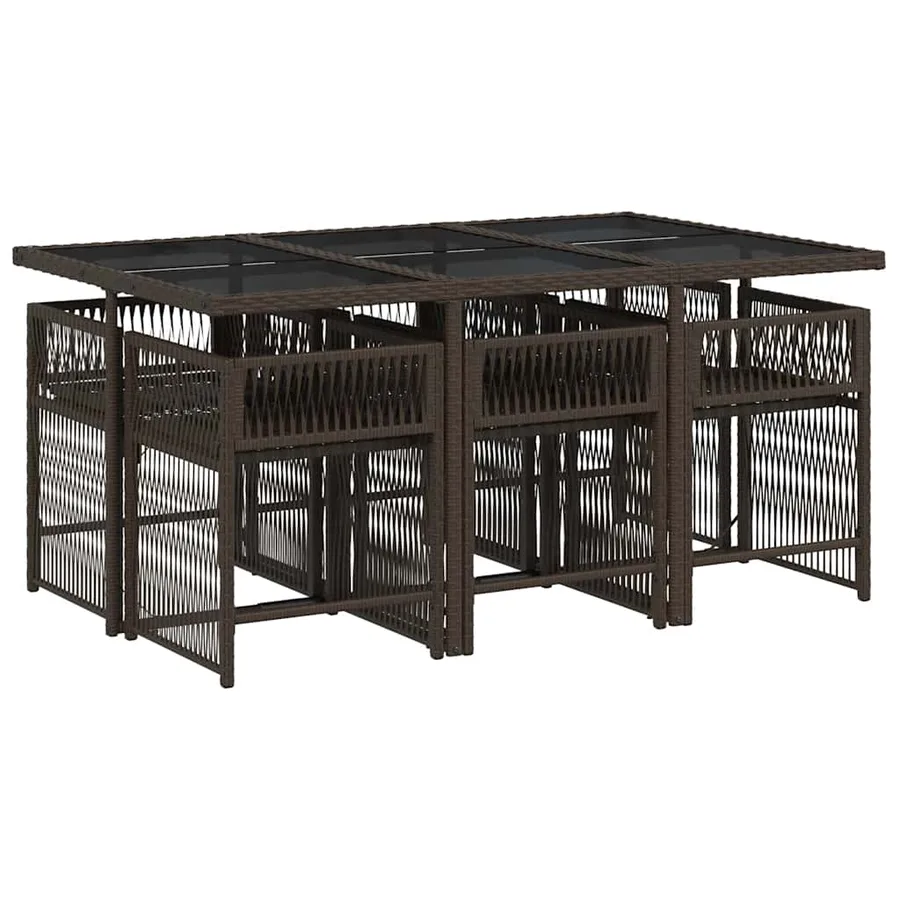 Ensemble à manger de jardin et coussins 7 pcs marron rotin - 3
