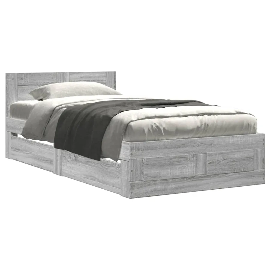 Cadre de lit avec tête de lit sans matelas sonoma gris 75x190cm - 2